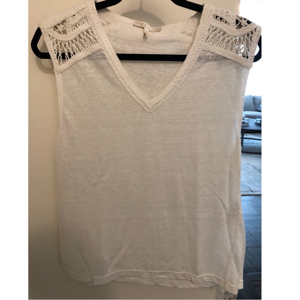 Maje linen top with crochet